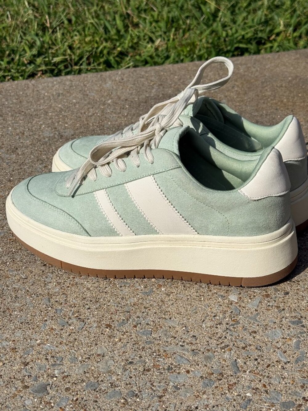 Project Cloud Sage Green Platform Sneakers W 9 Suede Clean Girl Gum Sole 4091